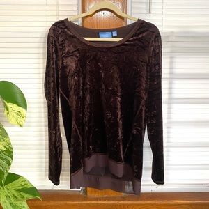 Simply Vera Vera Wang Women’s Size Medium Crushed Velvet Chocolate Brown Top